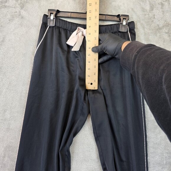 Victoria's Secret Jogger Pants Womens XS Black White Piping Heart Patch Lounge - Picture 3 of 13
